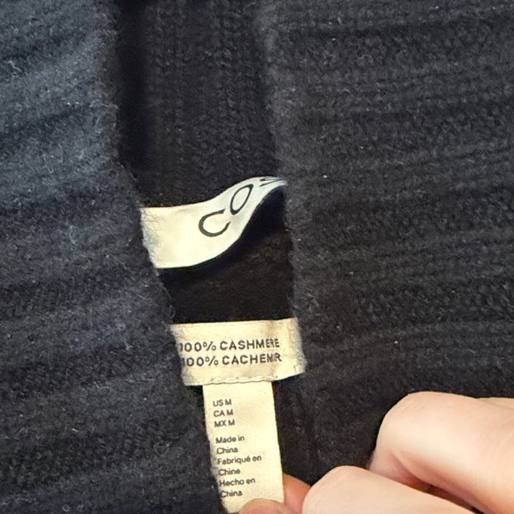 COS Chunky Pure Cashmere Mock-Neck Sweater Black Size Medium - Picture 12 of 14